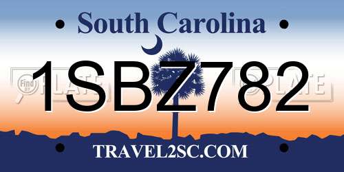 1SBZ782 South Carolina License Plate
