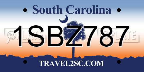 1SBZ787 South Carolina License Plate