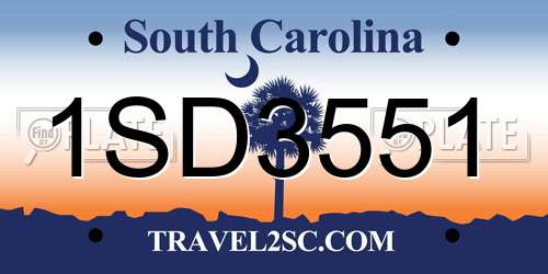 1SD3551 South Carolina License Plate