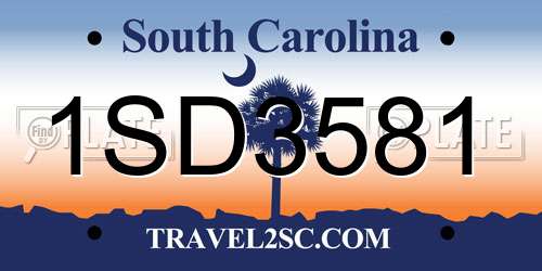 1SD3581 South Carolina License Plate