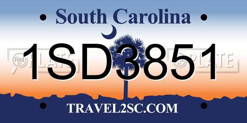 1SD3851 South Carolina License Plate