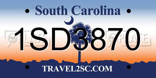 1SD3870 South Carolina License Plate
