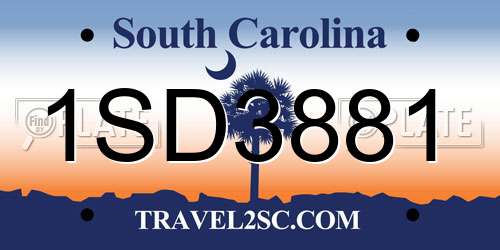 1SD3881 South Carolina License Plate