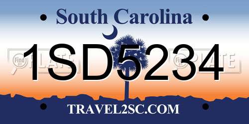 1SD5234 South Carolina License Plate