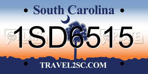 1SD6515 South Carolina License Plate