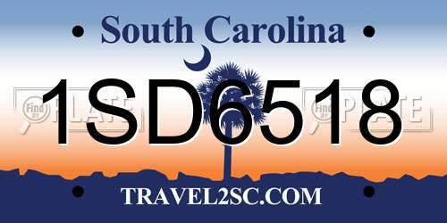 1SD6518 South Carolina License Plate