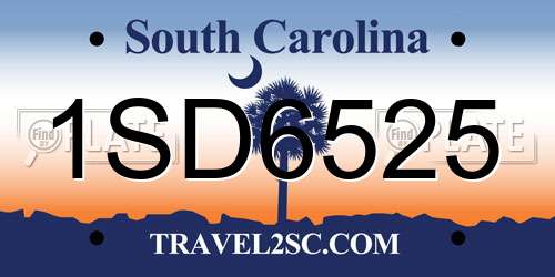 1SD6525 South Carolina License Plate