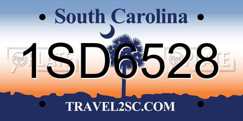 1SD6528 South Carolina License Plate