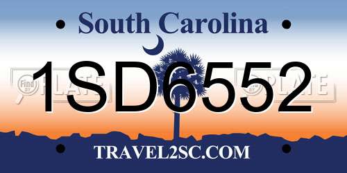 1SD6552 South Carolina License Plate
