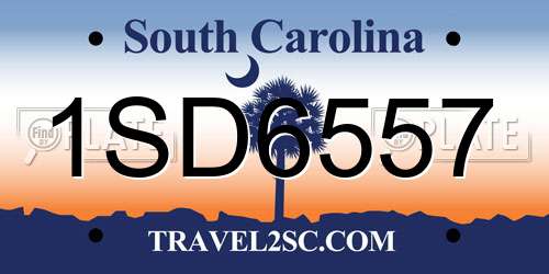 1SD6557 South Carolina License Plate