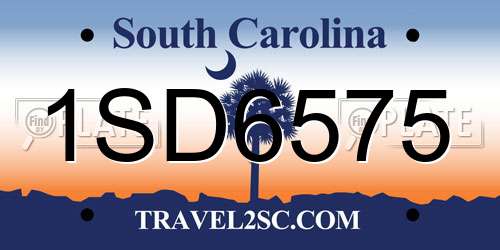 1SD6575 South Carolina License Plate