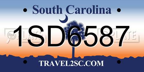 1SD6587 South Carolina License Plate