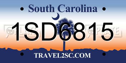 1SD6815 South Carolina License Plate