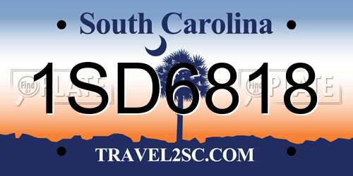 1SD6818 South Carolina License Plate