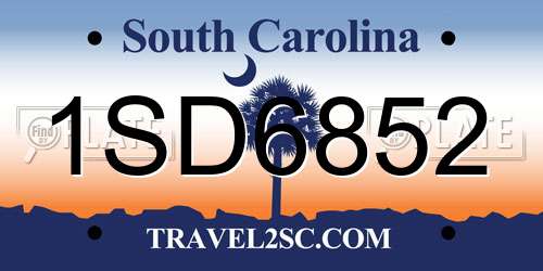1SD6852 South Carolina License Plate