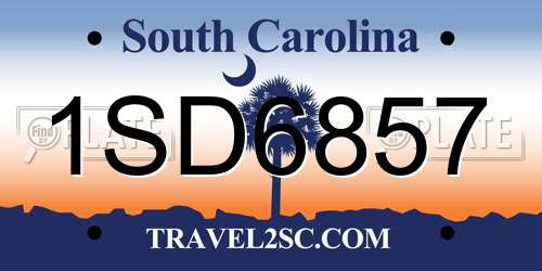 1SD6857 South Carolina License Plate