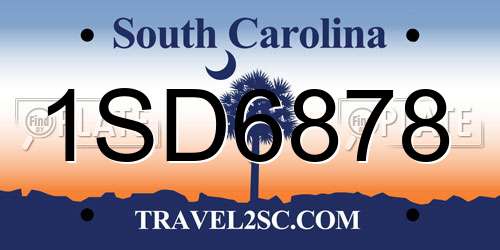 1SD6878 South Carolina License Plate
