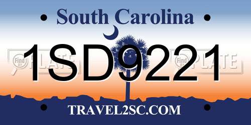 1SD9221 South Carolina License Plate