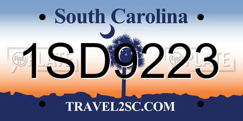 1SD9223 South Carolina License Plate