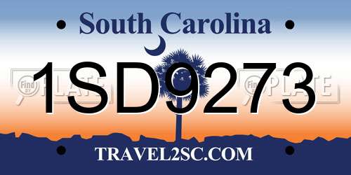 1SD9273 South Carolina License Plate