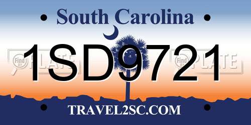 1SD9721 South Carolina License Plate