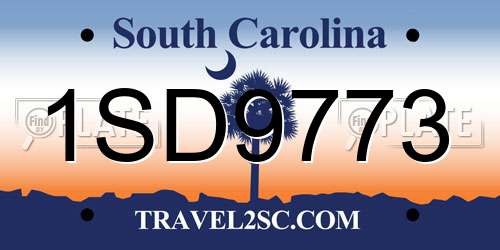1SD9773 South Carolina License Plate