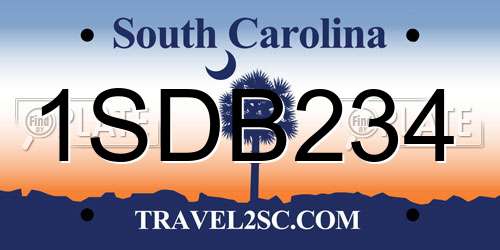 1SDB234 South Carolina License Plate