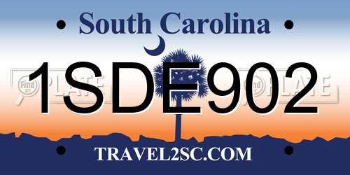 1SDE902 South Carolina License Plate