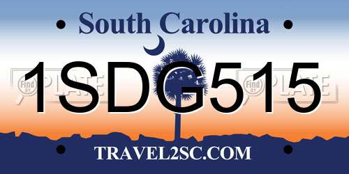 1SDG515 South Carolina License Plate