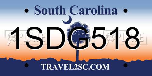 1SDG518 South Carolina License Plate