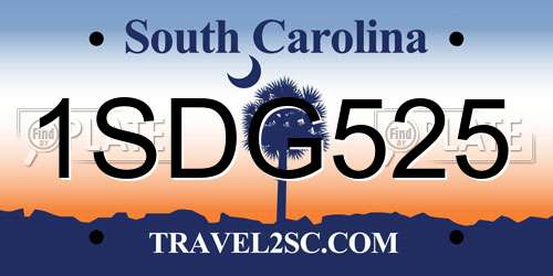 1SDG525 South Carolina License Plate