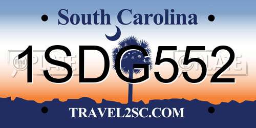 1SDG552 South Carolina License Plate