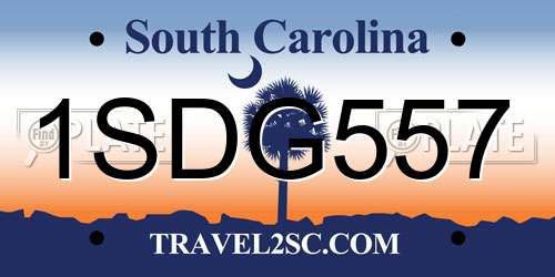 1SDG557 South Carolina License Plate