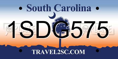 1SDG575 South Carolina License Plate