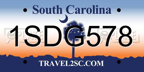 1SDG578 South Carolina License Plate