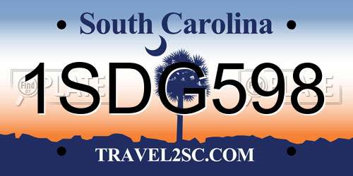 1SDG598 South Carolina License Plate