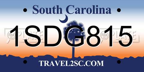 1SDG815 South Carolina License Plate