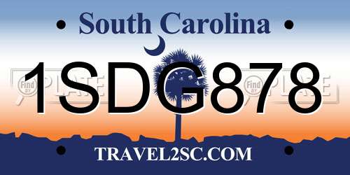 1SDG878 South Carolina License Plate