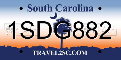 1SDG882 South Carolina License Plate