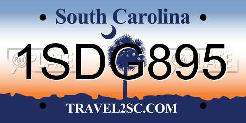 1SDG895 South Carolina License Plate