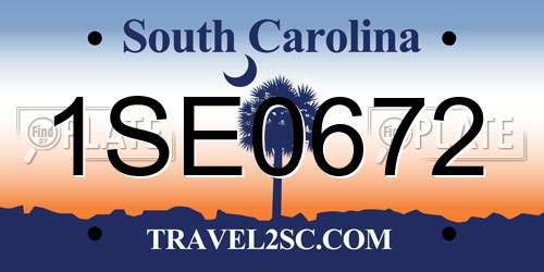 1SE0672 South Carolina License Plate