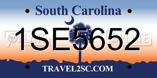 1SE5652 South Carolina License Plate