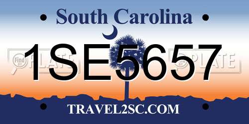1SE5657 South Carolina License Plate