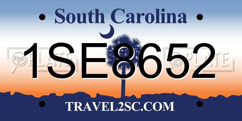 1SE8652 South Carolina License Plate