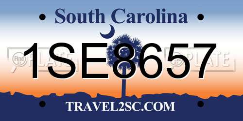 1SE8657 South Carolina License Plate