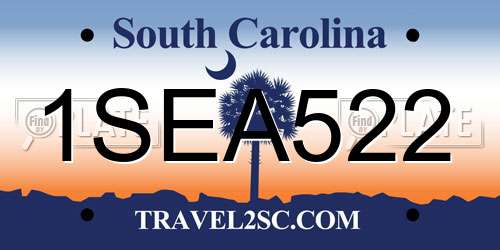 1SEA522 South Carolina License Plate