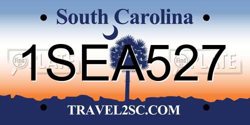 1SEA527 South Carolina License Plate