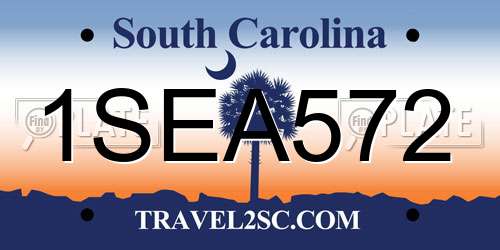 1SEA572 South Carolina License Plate
