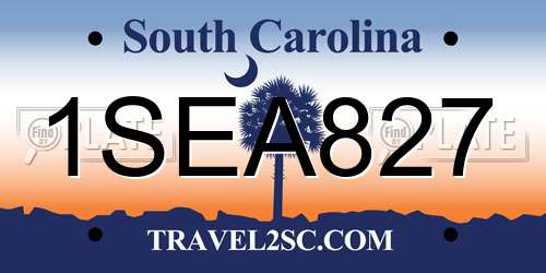 1SEA827 South Carolina License Plate