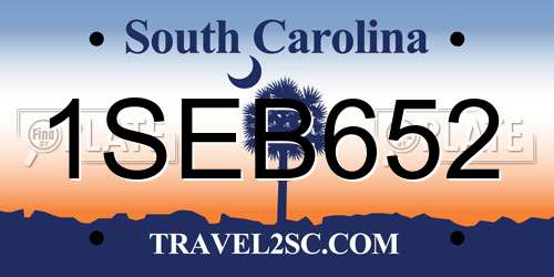 1SEB652 South Carolina License Plate